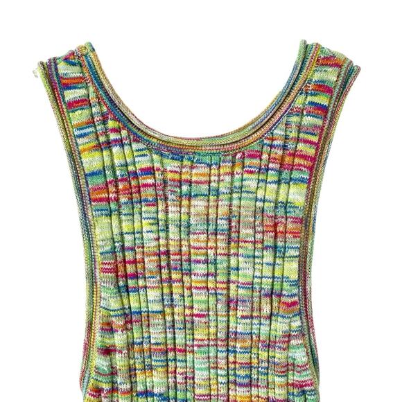 Anthropologie High Neck Knit Green Multi Color Tank Top size small - Picture 6 of 12